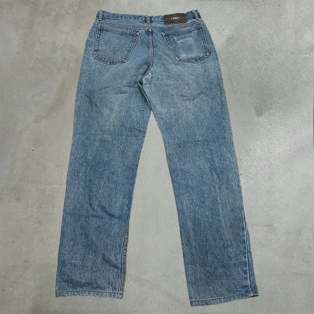 Vintage Milano Bay Jeans Mens 34 Blue Straight Leg Denim Workwear Pants